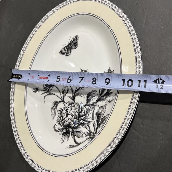 Charter Club Tuilleries Tan 14" Serving Platter Dish Tray Flower Butterfly - Picture 8 of 13